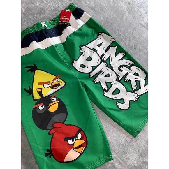 Angry Birds Swim Trunks Boys XL 18/20 Green NWT UPF 50 - Picture 1 of 9